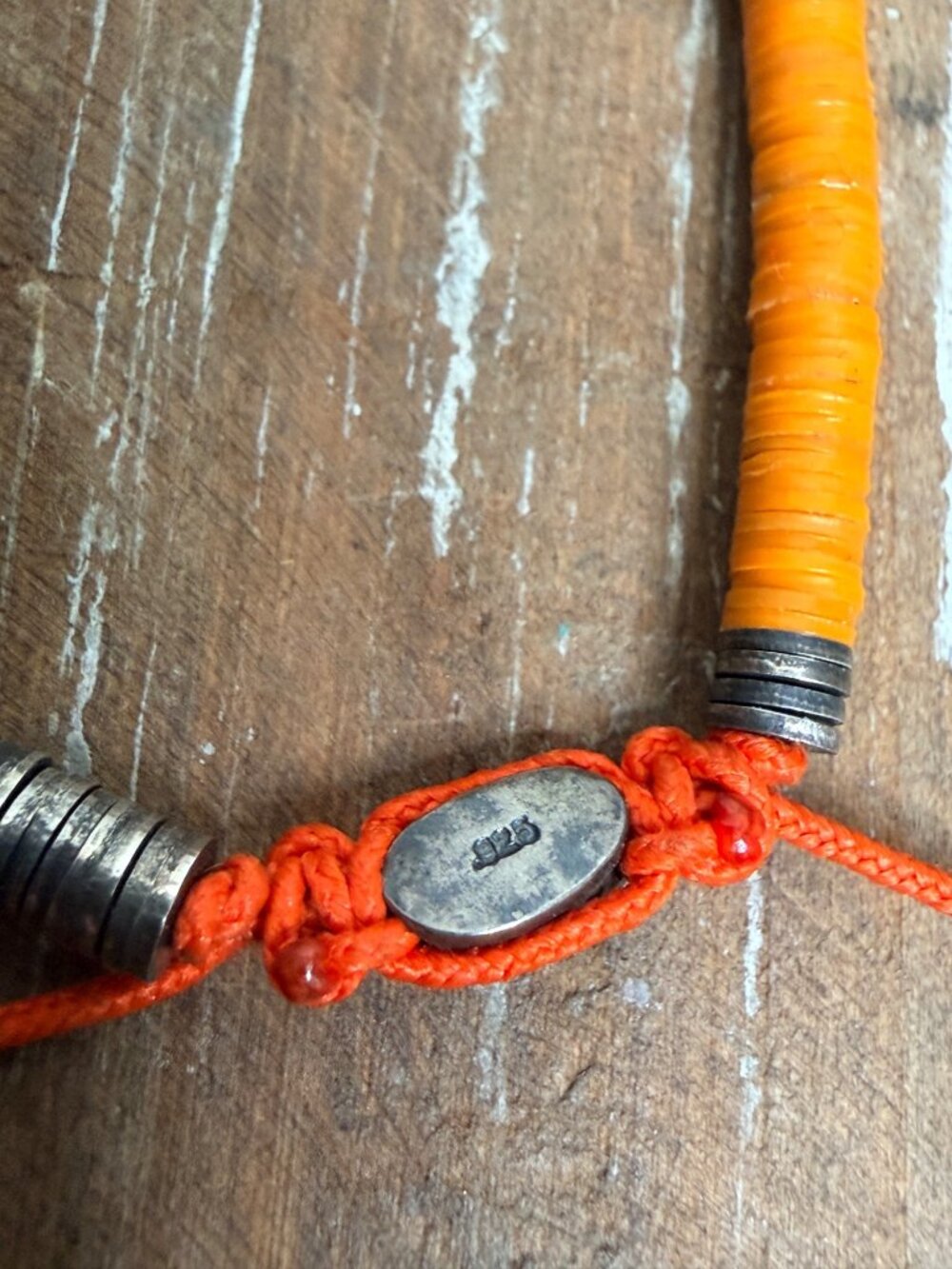 M.Cohen Orange & Oxidized Sterling Silver African Disc Bracelet - Picture 4 of 4